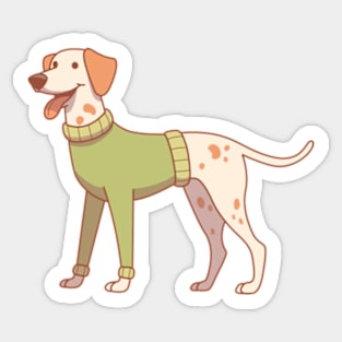 Lemon dalmatian wearing a green sweater Sticker